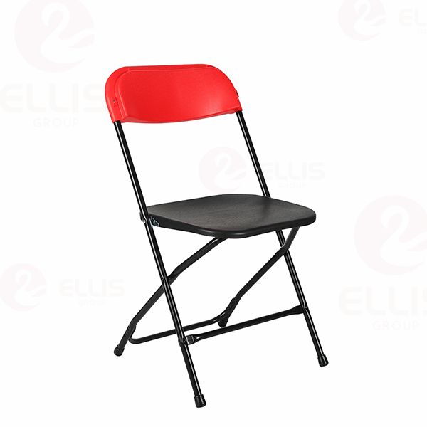 Red black plastic folding chair PC1001