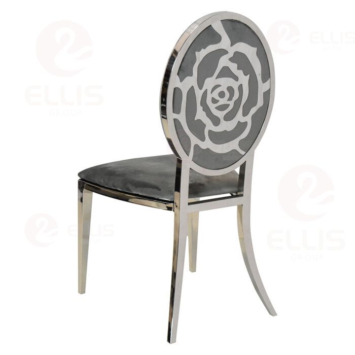 Imperial Silver Metal Dining Chair Lace Dusty Rose SC2001-5